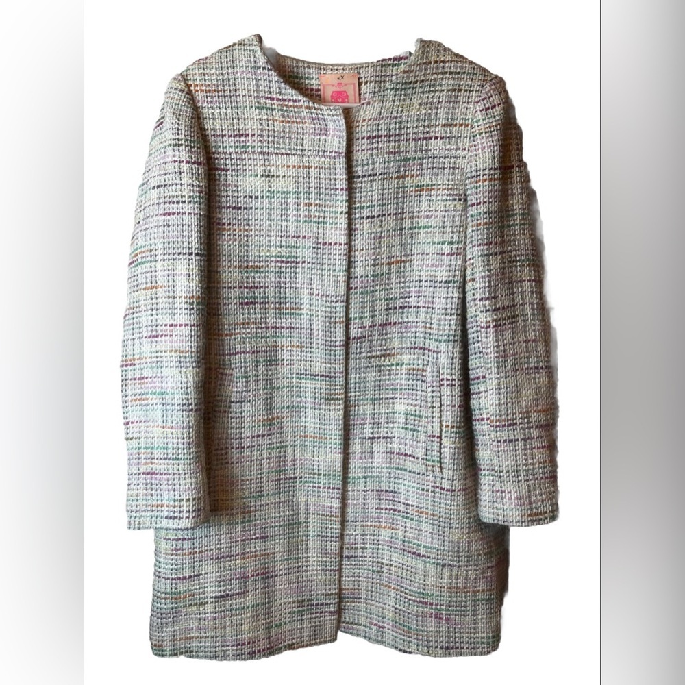 Vilagallo Colorful Tweed Blazer Style Longline Jacket Size 46/ US L